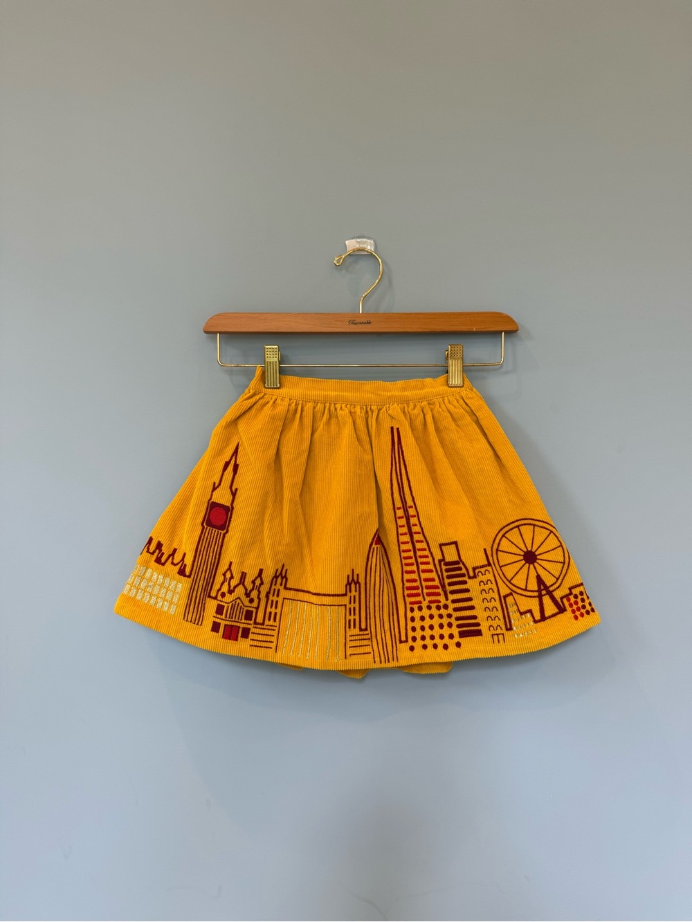 Piccolina Beautiful Embroidered  Girls' London Skyline Corduroy Skirt